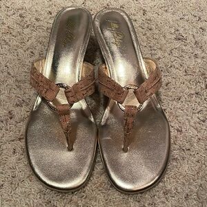 Gold Sandals with Tan Accents